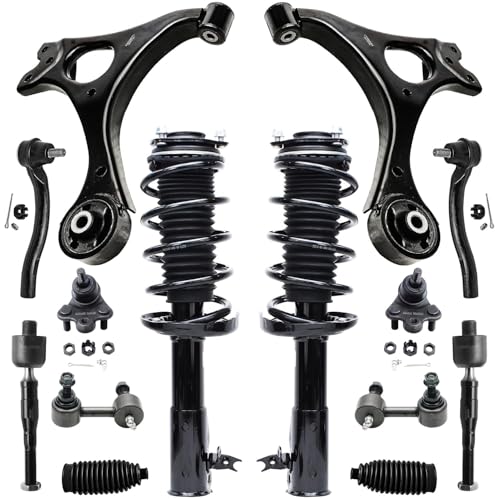 Image of Detroit Axle - 1.8L Front Struts Kit for 2006-2011 Honda Civic [Sedan] 2 Struts with Coil Spring 2 Lower Control Arms 2 Lower Ball Joints 2 Sway Bars 4 Tie Rods 2 Boots 2007 2008 2009 2010 Replacement
