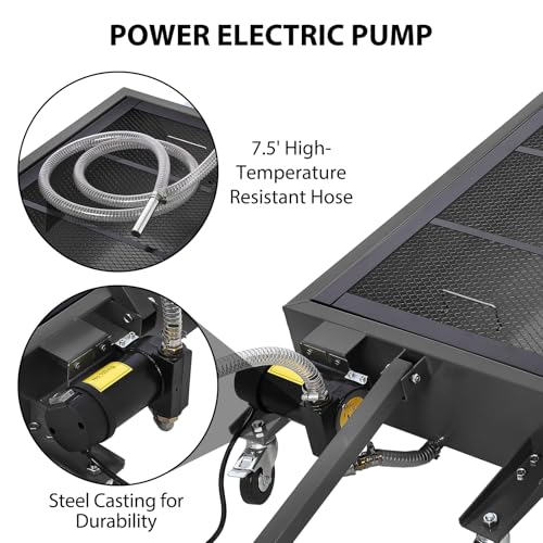 Image of Garvee 20 Gallon Oil Drain Pan Oil Drain Tank with 12V Electric Pump, 76L Low Profile Oil Drain Pan, Oil Change Pan with T Foldable Hand and Wheels, 8FT Hose Oil Drain Cart (Electric Pump-12V-Black)