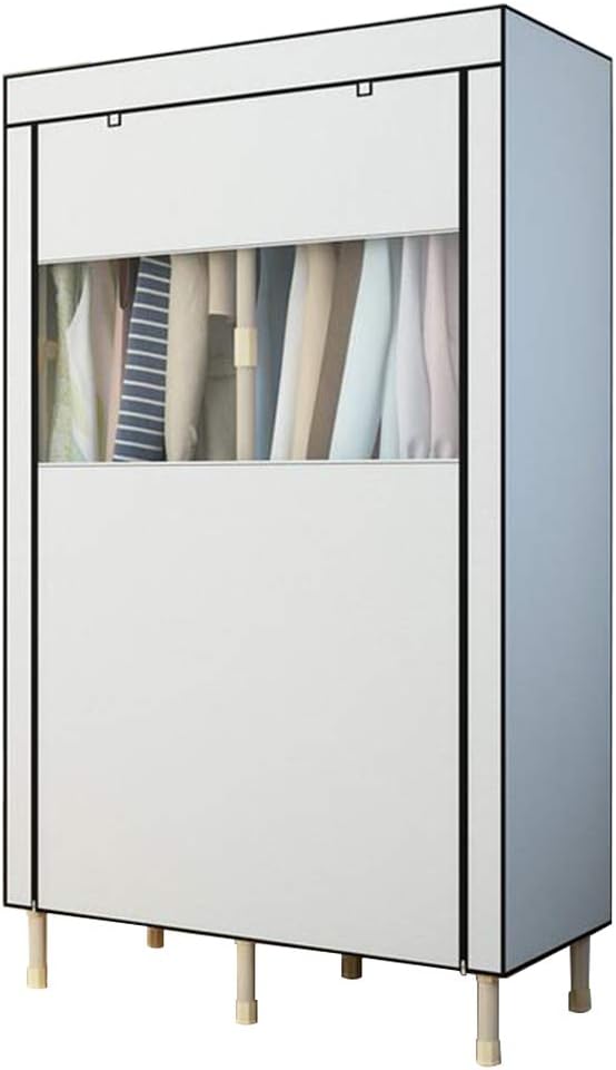 Cloth Wardrobe Clothes Closet, Simple Portable Closet Wardrobe Storage Closet Standing Closet Fabric Cabinet Portable Wardrobe,White_105*50 * 190cm