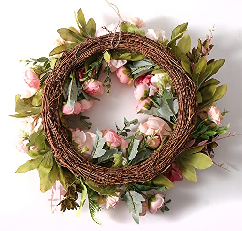 Peony Spring Wreaths For Front Door Outside Rose Summer Wreaths Full 16 Inch Handmade Spring Wreaths Summer Wreaths Fall Wreaths Winter Wreaths For Front Door Wall Window Decor #TOP2