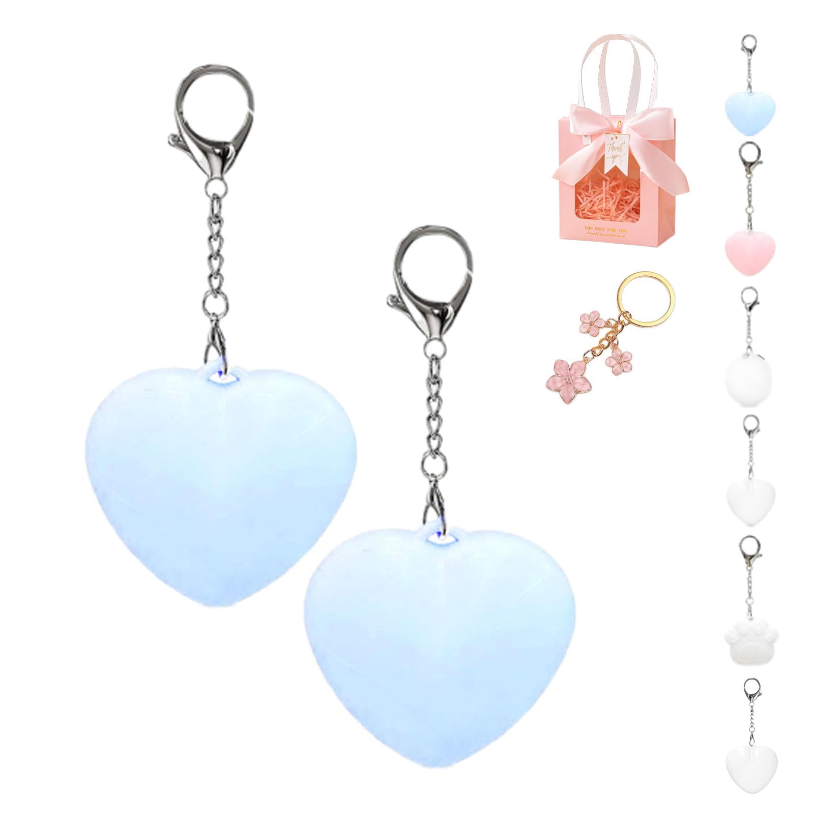 Gienslru Women's Blue Heart*2 Love Wallet Tote Bag Touch Sensing Light, Purse Light Handbag Lights, Rechargeable Mini Touch Handbag For Inside, Led Automatic Glow, Heart Shaped Purse Lights Keyring (Blue Heart*2)