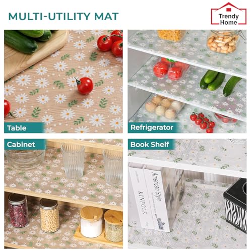 Image of Trendy Home Anti-Slip Mat 45 cm x 5 m for Drawers, Fridge & Shelf Liners | Printed Design, Non-Slip, Food Grade EVA, Washable Kitchen Mat, Leaf Whisper