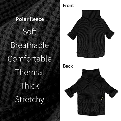 Image of Fitwarm Dog Turtleneck Sweater, Thermal Knitted Pet Coat, Dog Winter Clothes for Small Dogs, Cat Apparel, Black, Small