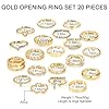 EDLMKM 20 Pcs Ladies Gold Ring Set, Gold Chunky Ringss, GGold Rings Set for Women, Dainty Simple Fashion Stackable Finger Rings Pack, Stackable Layer on Thumb and Metacarpal Joint Mixed Sizes #1