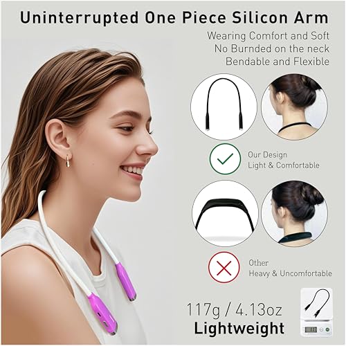 Neck Reading Light, 3 Color & Brightness Adjustable Book Light for Reading in Bed, Hands-Free, Lightweight, USB C Rechargeable, Eye-Caring, Perfect for Crafts, Camping, Kids & Adults (purple) - image 3