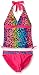 Angel Beach Girls' Leo Love Animal Print With Foil Tankini Set With Belted Bottom