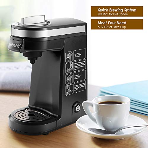 CHULUX Single Serve Coffee Maker Brewer for Single Cup Capsule with 12
