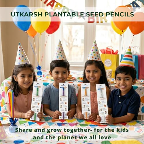Image of UTKARSH Plantable Seed Pencils - Pack of 25 | Eco Friendly Pencils Made from Recycled Paper | Unique Return Gift for Kids, Birthday Parties & Corporate Events