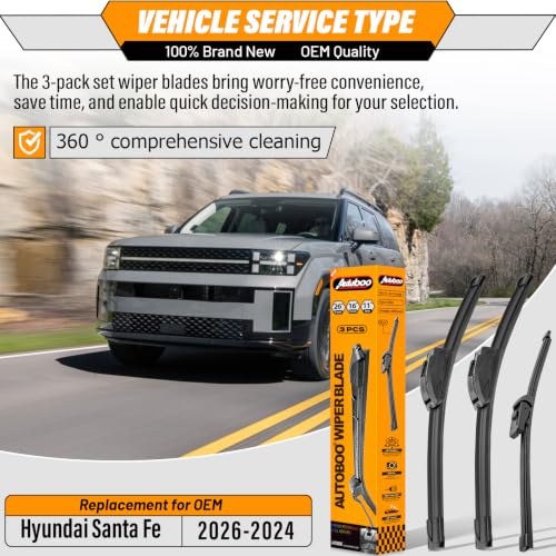 Image of AUTOBOO Windshield Wiper Blade Replacement for Hyundai Santa Fe 2024-2026