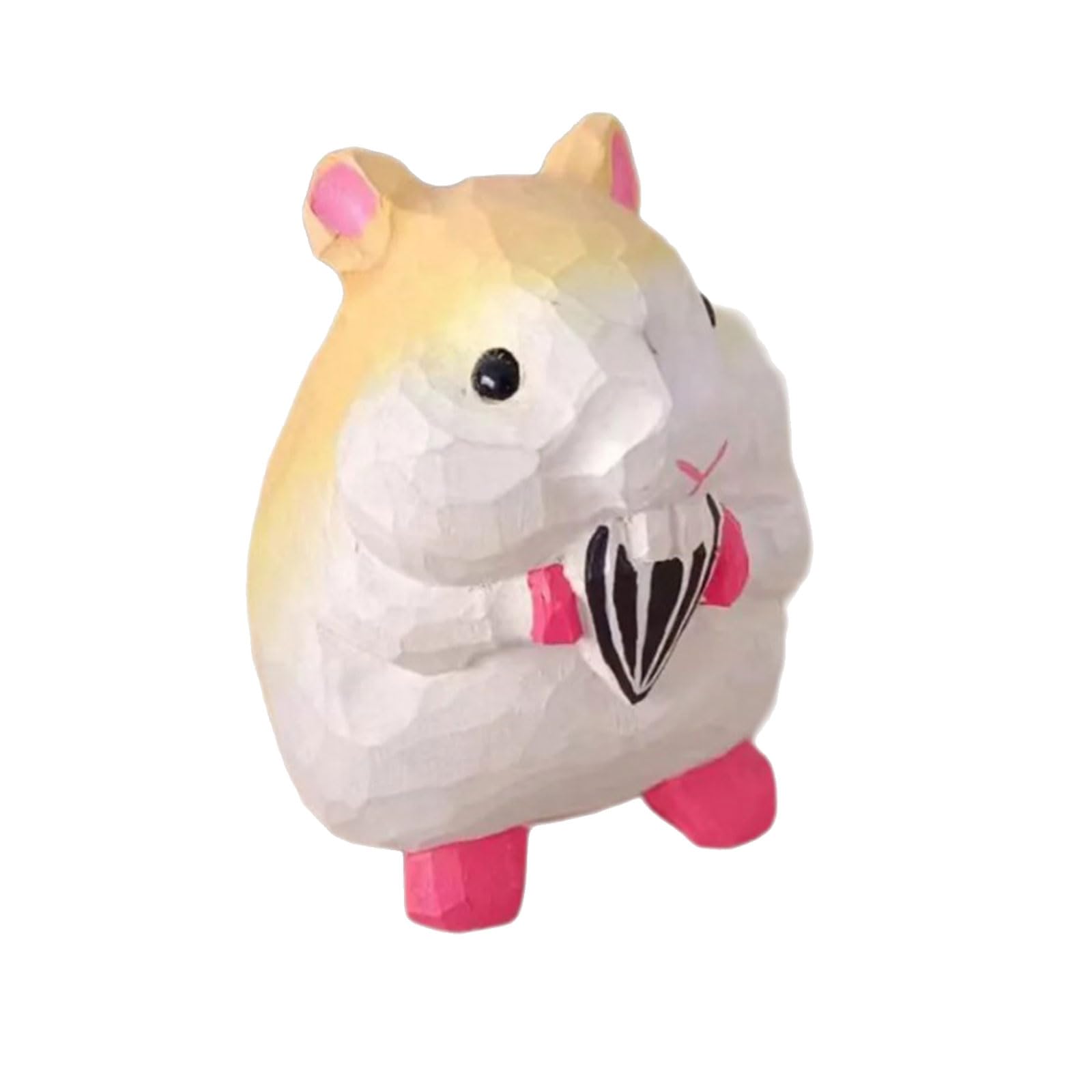 Uitndvyte Miniature Foodie Hamster Sculpture Wooden Carvings Animal Statue Decoration for Nursery or Home Desktop Ornament Animal Wood Sculpture