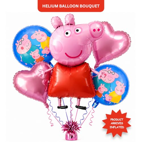 Image of WP WANNA PARTY Pep-Pa Pig Balloons Set Of 5 For Kids Theme Party, Birthday Foil Balloons For Birthday Decoration Items