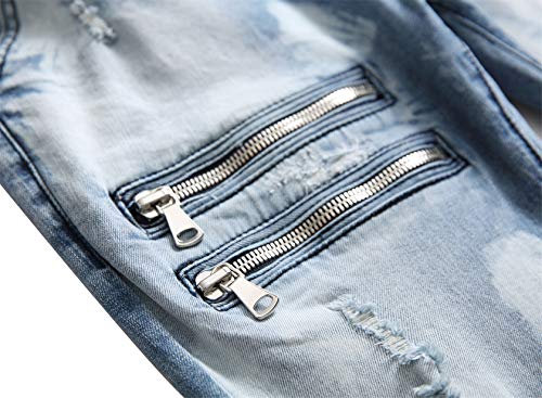 Jeans skinny rasgados para hombre estilo hip hop miniatura 5