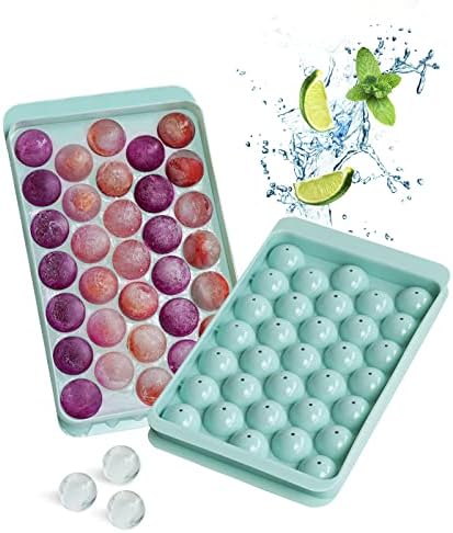 Kitoulea Small Round Ice Cube Trays for Freezer, Ice Ball Maker Mold with Lid Easy Release BPA-Free Circle Ice Tray Reusable Sphere Ice Cube Mold for Whisky, Cocktail, Coffee - 1.2inch Ice Balls