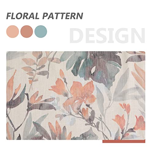 Mysky Home Floral Curtains 54 Inches Long Semi Sheer Curtains Light Filtering Curtains For Living Room Drapes For Bathroom Farmhouse Floral Printing Window Treatment Grommet 2 Panels,Coral And Natural #TOP2