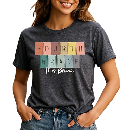 Personalized 4th Grade Teacher shirt, Customizable Graphic Shirt for Fourth Grade Teachers, Unisex Sizing (Fourth Grade)2