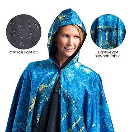 RainCaper van Gogh Over the Rhone Womens Rain Cape Poncho with Hood Reversible3