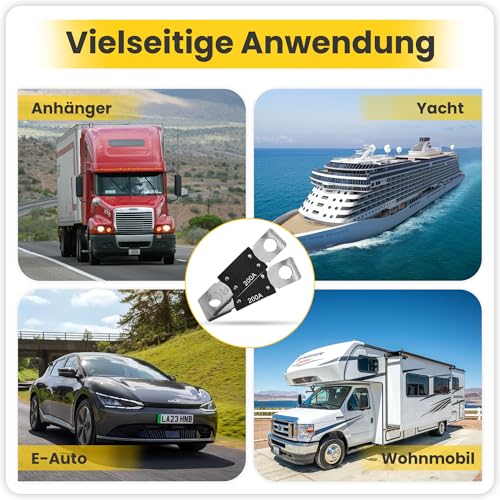 Offgridtec 5er Set MEGA-Sicherung 200A 32V, DC Hochstromsicherungen 12V/24V, Überlast- & Kurzschlussschutz, Kupferkern, Nylongehäuse, Universelle Passform für Wechselrichter & Batteriekabel