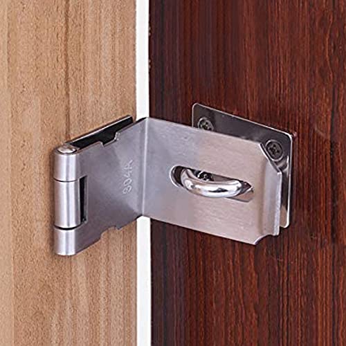 HOWDIA 4 Inch Door Hasp Latch 90 Degree, Stainless Steel Safety Right Angle Padlock Hasp Locking Latch Security Door Clasp Hasp Lock Latch for Push/Sliding/Barn Door, 2mm Thick, Brushed Silver - Image 6