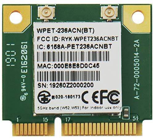 WPET-236ACN(BT) 802.11ac/a/b/g/n Wi-Fi+Bluetooth Half Mini PCIe Module, Realtek RTL8822BU-CG, 2T2R