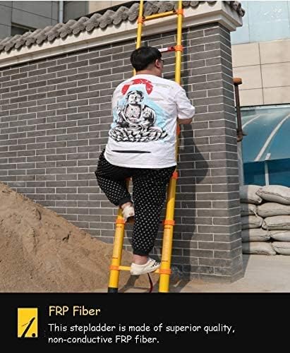 Lightweight 4M Fiberglass Extension Ladder with Hook Non-Conductive Stepladder for Roofs & Walls Compact Design with Finger Protection - Safe & Durable for Outdoor Use