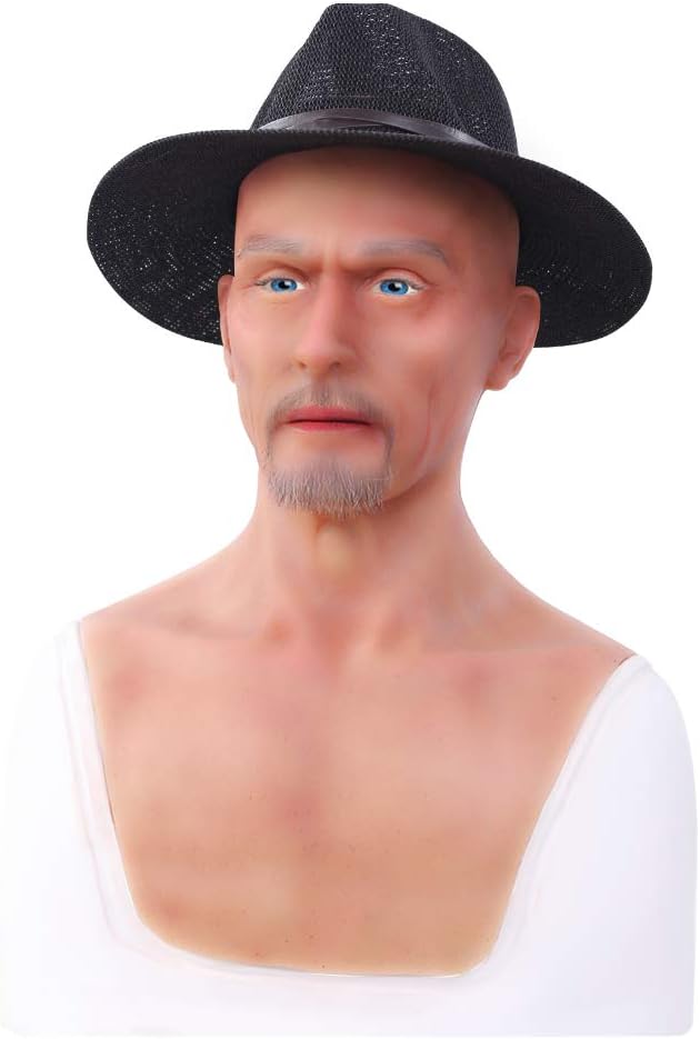 Minaky Silicone Realistic Man Head Mask Handmade Face for Crossdresser Transgender Cosplay Drag Queen Costumes 1G