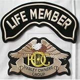 Aufnäher mit Bogen, großer Aufnäher-Aufnäher-Aufnäher-Aufnäher. Harley Davidson, Life Member, Pergament-Patch, HD-Aufnäher, Adler, Life Member Patch