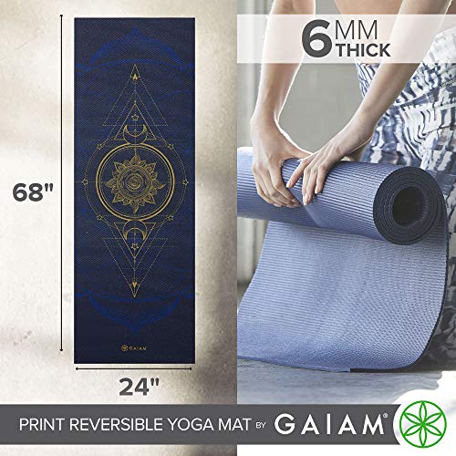 Image of Gaiam Yoga Mat - Premium 6mm Print Reversible Extra Thick Non Slip Exercise & Fitness Mat for All Types of Yoga, Pilates & Floor Workouts (68 inch x 24 inch x 6mm Thick)