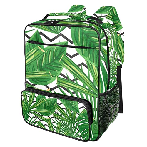 Sac à dos tropical vert multicolore avec bretelles réglables pour voyage et livre