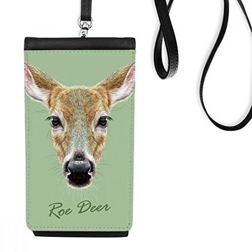 Bourse smartphone chevreuil animaux en faux cuir noir pour téléphone portable