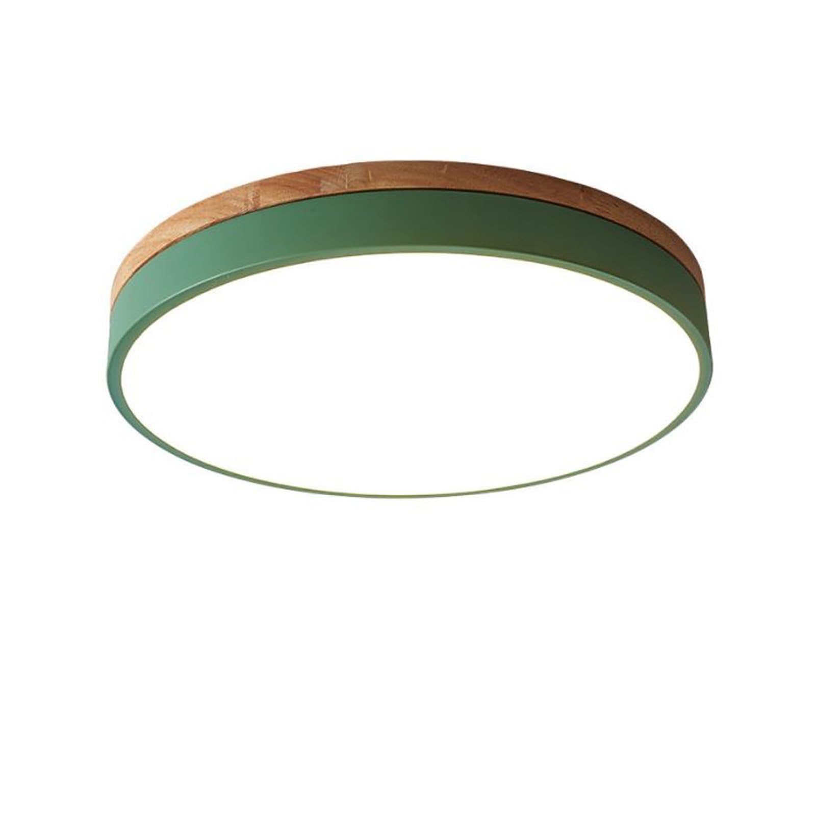 Pendant Lamps LED Ceiling Light Modern Round Wooden Flush Mount Ultra-thin Bedroom Kitchen Balcony(50CM 36W Green Stepless Dimming)