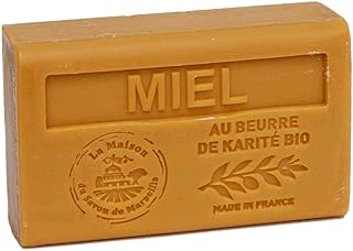 Maison Du Savon De Marseille - French Soap Made with Organic Shea Butter - Honey Fragrance - 125 Gram Bar