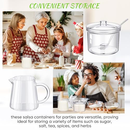 Baderke 3 Pcs Sugar and Creamer Set, 8.5 Ounce Acrylic Cream Pitcher, Glass Sugar Bowl with Lid and Spoon, Cream and Sugars Set, Coffee Serving Sets Wedding Gift