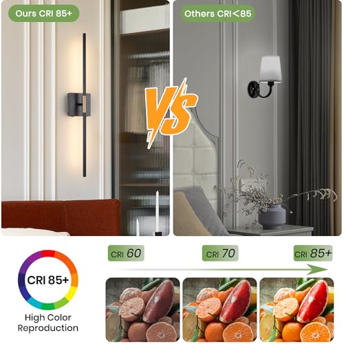 Akku Wandleuchte Innen,USB-C Wiederaufladbare LED Wandlampe mit Fernbedienung,Schwarz Dimmbar Touch Kabellose Wandleuchte Batterie 10000mAh,350° Drehbare für Wohnzimmer Schlafzimmer,70CM (2-Stück)