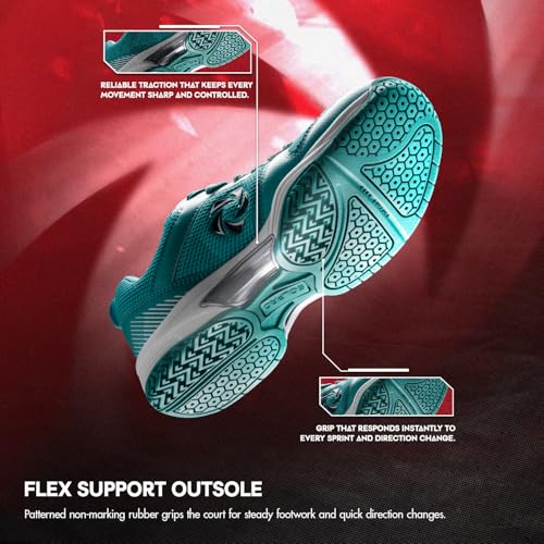 Image of SOLPRO Power Smash Badminton Shoes | Flex Support Outsole | Court Grip | Shock Absorbing Cushion | Breathable Mesh Upper | Stability Ridges