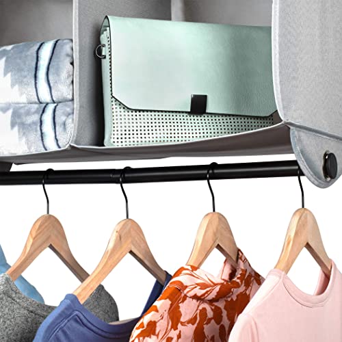 Hanging Closet Organizers With 4 Shelves - Closet Storage And Rv Closet Organizer - Grey With Black Metal Rod - 24” W X 12” D X 29-1/2” H - Perfect For College Dorms #TOP5