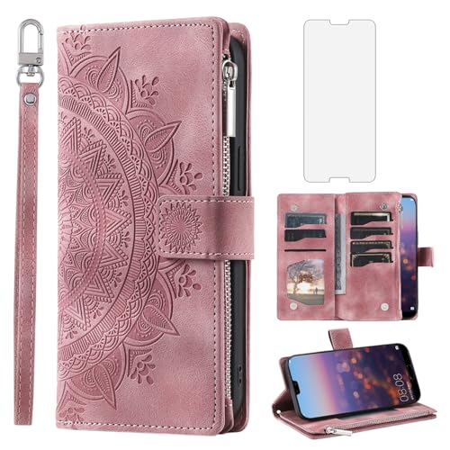 Pochette Huawei P20 avec porte-cartes et fermeture éclair idéale pour voyager léger en couleur or