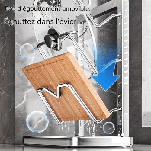 Rangement pour couvercles de poêle avec support de cuisine pour spatule - 6