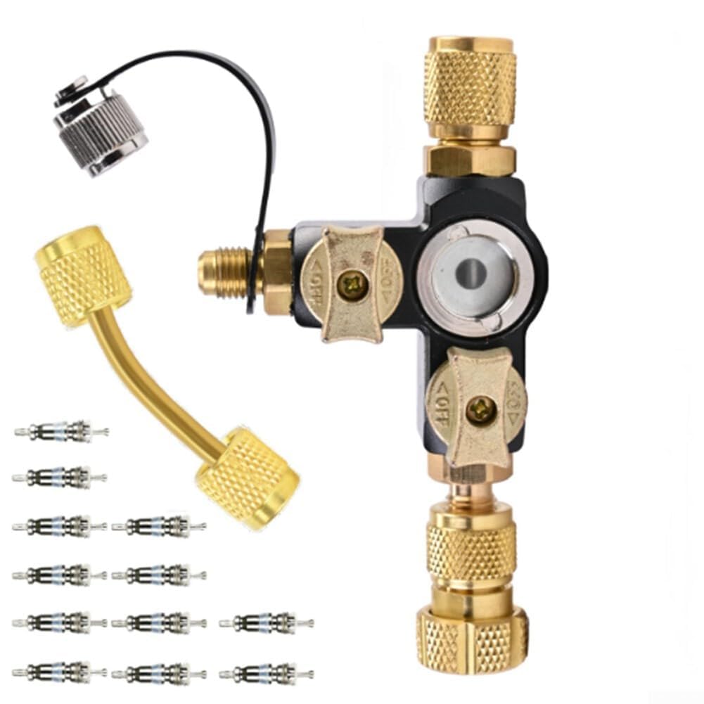 Kit profesional de herramientas de extracción de núcleo de válvula con vidrio de visión, removedor de válvula dual de 1/4 pulgadas para tareas de servicio HVAC y Mini-Split
