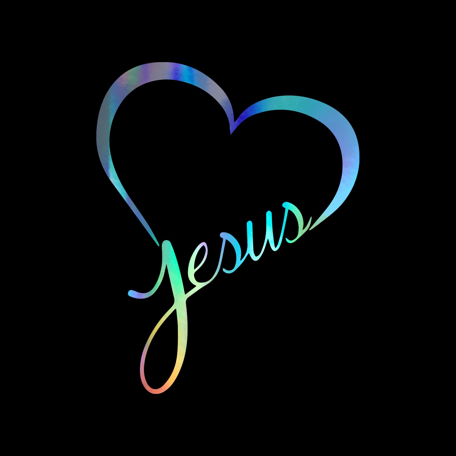 Jesus Love Heart Decal Vinyl Sticker Auto Car Truck Wall Laptop | Holographic | 4" x 5.5"