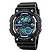 Produktbild TONSHEN Herren Sport Uhr 50m Wasserdicht LED Digital Uhr Plastik Lünette mit Silikon Band Outdoor Militär Armbanduhr EL Licht Analog Quarzuhr - Blau