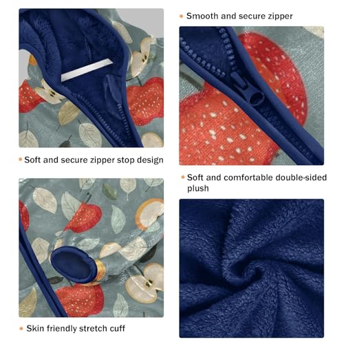 Farmhouse Apples Leaves Girls Fleece Jacket Girls Fall Jacket Boys Coats Zip Up Hoodie Children Sherpa Warm Outerwear 2-10T3