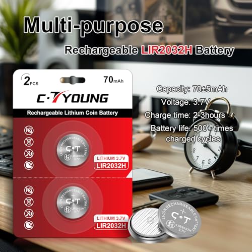 CTYOUNG Baterías recargables LIR2032H 3.7V 4 unidades miniatura 2