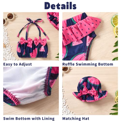Aalizzwell Toddler Baby Girls 3 Piece Bikini Set Bathing Suit with Hat