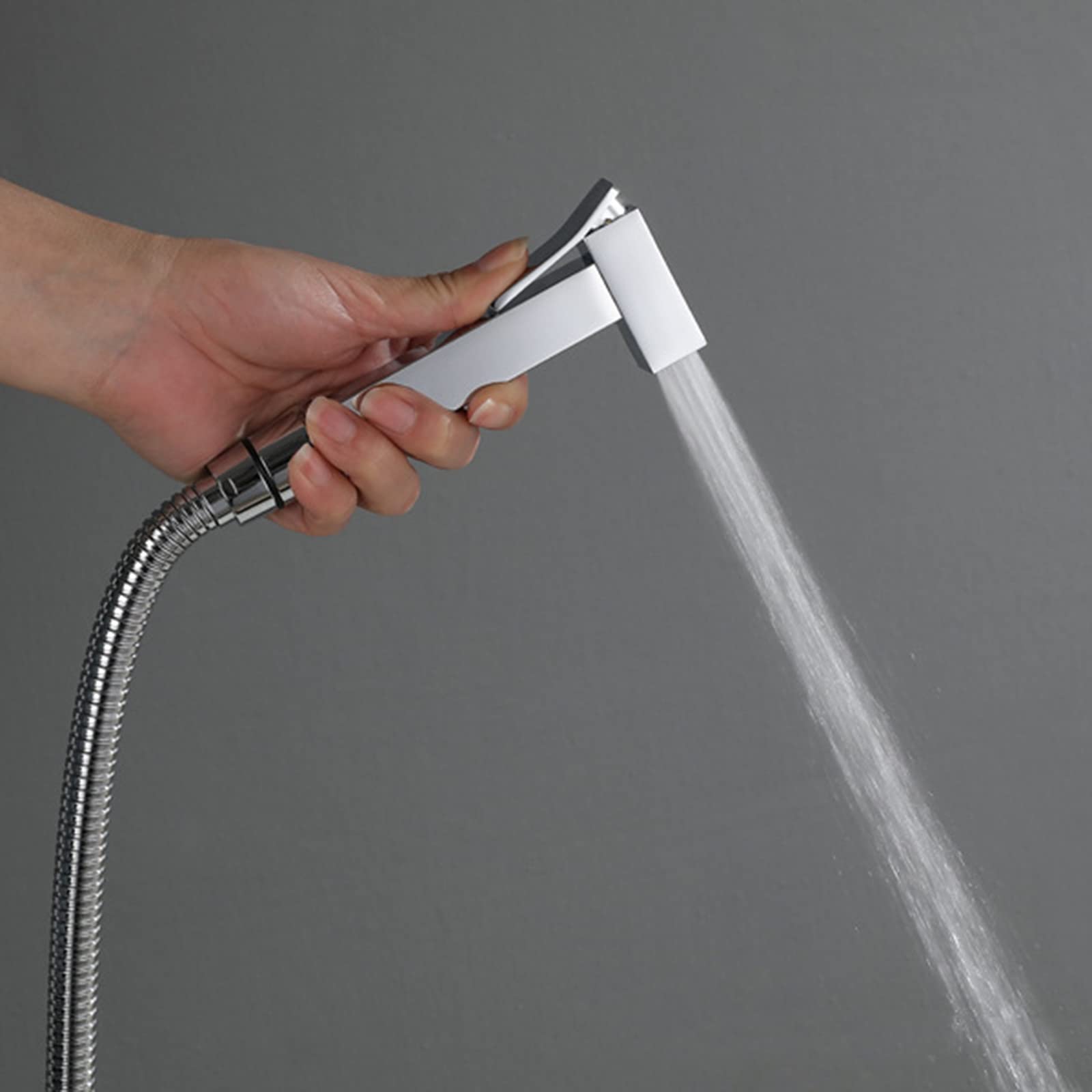Kit de rociador de bidé para inodoro, grifo de fijación para bidé montado en la pared, cromado, monomando, baño frío y caliente, kit de rociador para bidé, manguera de ducha (manguera de ducha)