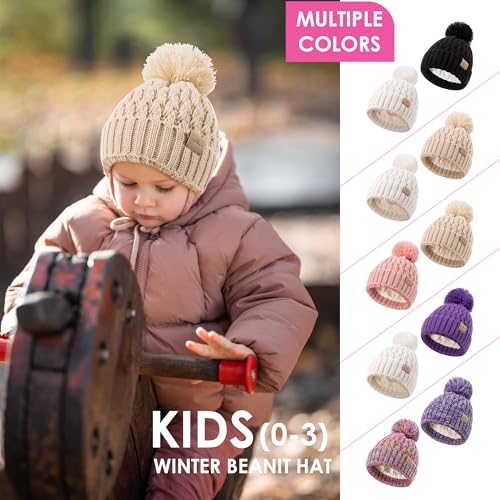 XOMZG Baby Beanie Hats with 2-Pack, Warm Winter Hats for Toddler Girls, 0-36 Months - Thumbnail 7