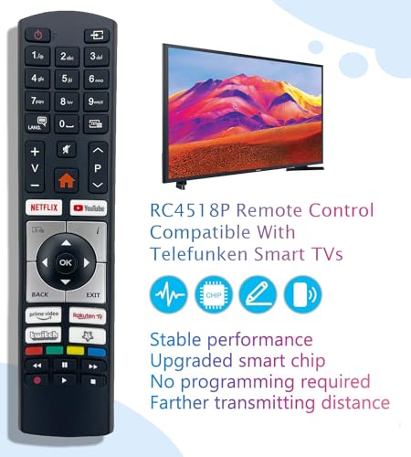 Original RC4518P Remote Control Replaces RC4318P RC4318 Compatible With Telefunken D32F554M1CW D32H125N2V2 Smart Ultra HD LED LCD TVs - Image 2