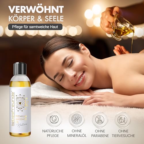 Liebesfreunde® Massageöl Nature - Sinnliches Massage Öl zur Entspannung für Paare, 150 ml