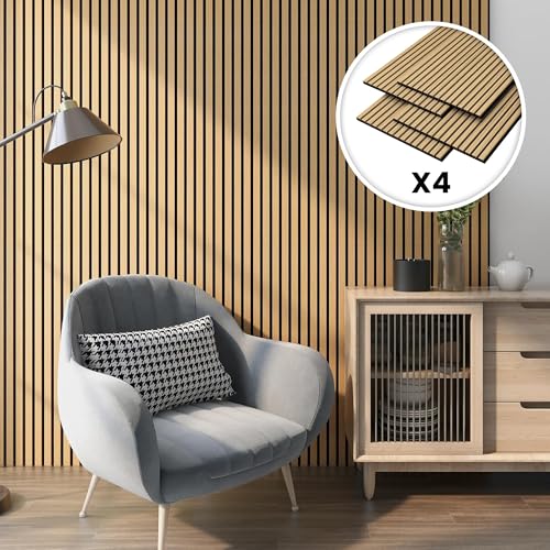NEU.HOLZ Set of 4 x 3D Vang Acoustic Wall Panels Wall Cladding De...