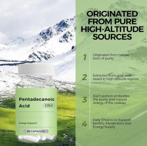 Complexe d'acide pentadécanoïque – Soutient le métabolisme, l'immunité et la vitalité – à partir de lait de chèvre – Sans OGM, paquet de 2