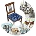 Mouxue Seat Covers for Dining Room Chairsset of Set of 4, Blue Paisley Scarf Black Classic Abstract Artistic Stretch Chair Seat Covers Cushion Slipcovers for Kitchen Office